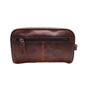 New Leather Toiletry Bag Dark Camel Color